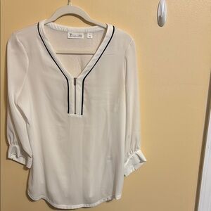 Zara White V-Neck Women's Top